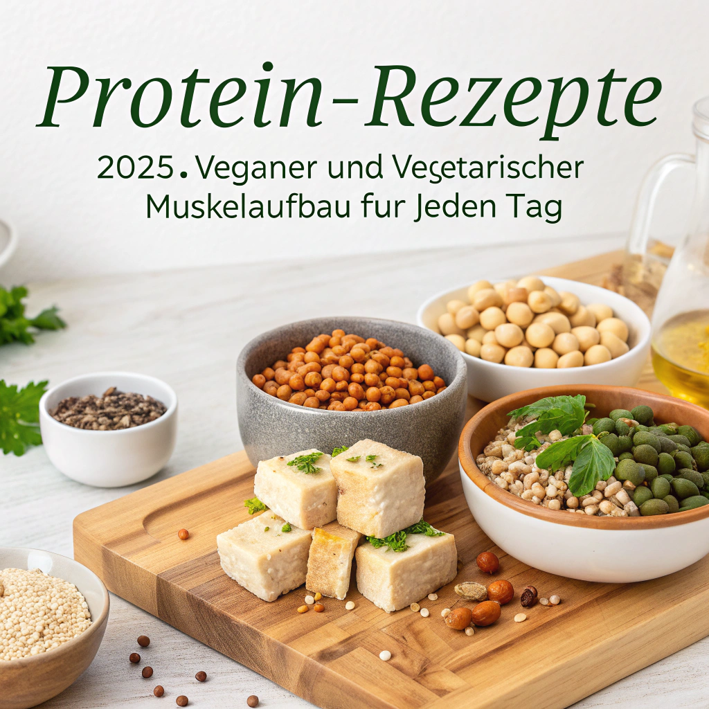 Create a high-quality, visually appealing image that accurately represents the Protein-Rezepte 2025: